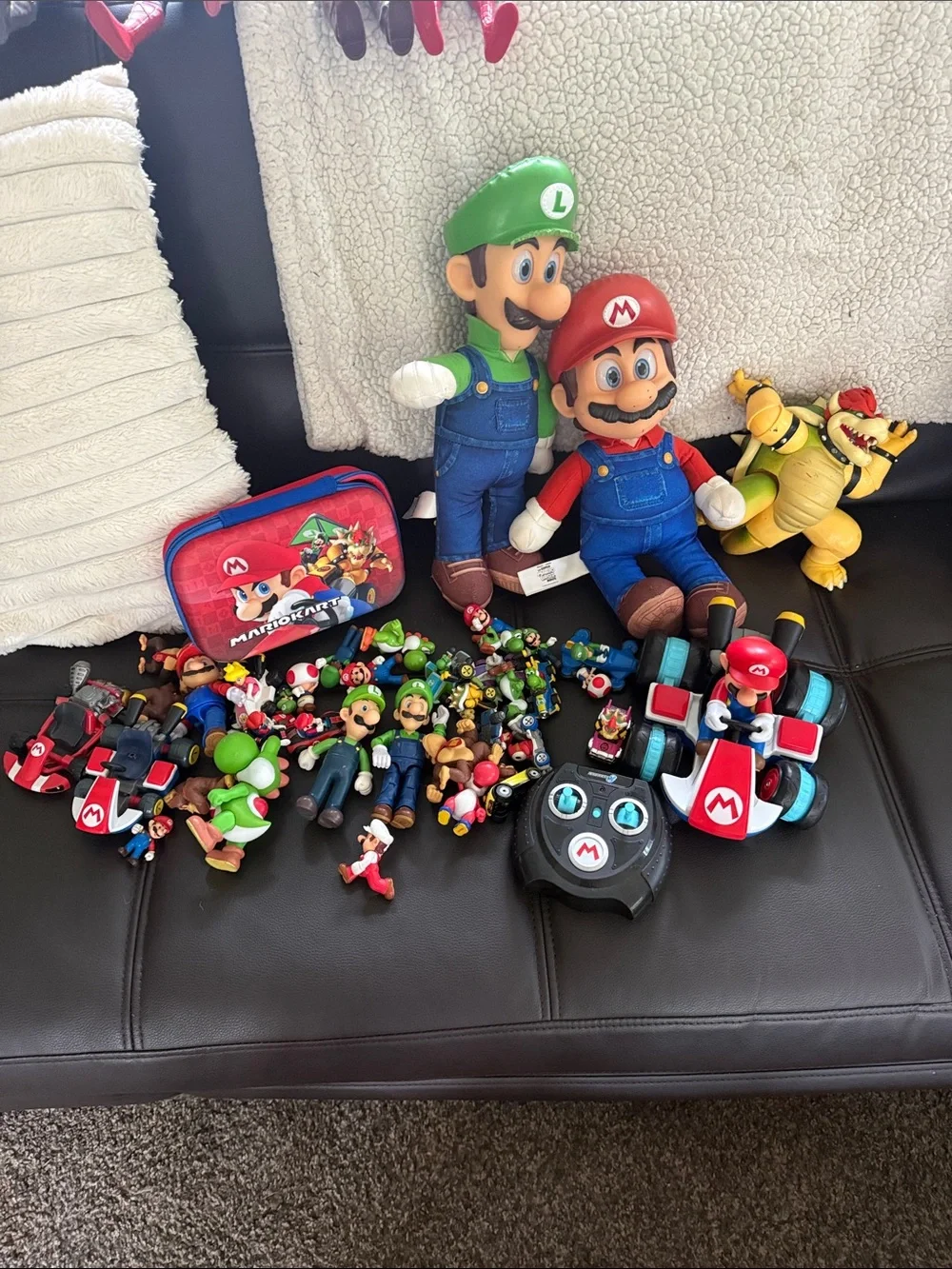 Mario & Luigi Plush and Figure Toy Bundle - Red, Green, Blue